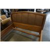 Image 8 : Hamilton and spill Modern carved queensize inlay sleigh bed with leather headboard