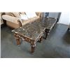Image 8 : ORNATE BASE STONE TOP COFFEE TABLE AND ENDTABLE - COFFEE 57.5 INCHES X 35.5 X 20 TALL, ENDTABLE 27.5