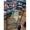 Image 2 : BLACK METAL 4 TIER SHELF WITH GLASS SHELVES - 3 FOOT WIDE X 15 DEEP X 6 FOOT TALL