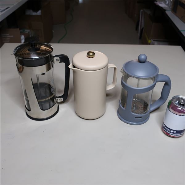 LOT: 3 FRENCH PRESS COFFEE MACHINE