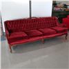 Image 1 : SOFA 83" X 32" X 31 RED VELVET & WOOD