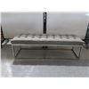 Image 1 : BENCH 58" X 19" X 18" GRAY FABRIC, METAL BASE