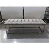 Image 1 : BENCH 58" X 19" X 18" GRAY FABRIC, METAL BASE