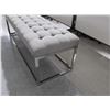 Image 2 : BENCH 58" X 19" X 18" GRAY FABRIC, METAL BASE