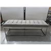Image 1 : BENCH 58" X 19" X 18" GRAY FABRIC, METAL BASE