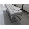 Image 2 : BENCH 58" X 19" X 18" GRAY FABRIC, METAL BASE