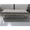 Image 1 : BENCH 58" X 19" X 18" GRAY FABRIC, METAL BASE