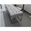 Image 2 : BENCH 58" X 19" X 18" GRAY FABRIC, METAL BASE