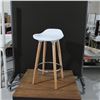 Image 1 : LOT: 6 STOOLS, WOOD/CHROMED BASE 27" H.