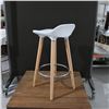 Image 2 : LOT: 6 STOOLS, WOOD/CHROMED BASE 27" H.