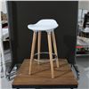 Image 1 : LOT: 5 STOOLS, WOOD/CHROMED BASE 27" H.