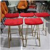 Image 3 : LOT: 5 STOOLS, METAL BASE, RED VELVET SEAT 30" H.