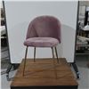 Image 1 : LOT: 4 CHAIRS, PURPLE VELVET, METAL BASE