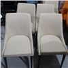 Image 3 : LOT: 4 CHAIRS, BEIGE FABRIC, WOOD BASE