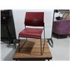 Image 1 : LOT: 4 STACKABLE CHAIRS, BURGUNDY, METAL BASE
