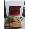 Image 2 : LOT: 4 STACKABLE CHAIRS, BURGUNDY, METAL BASE