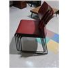 Image 3 : LOT: 4 STACKABLE CHAIRS, BURGUNDY, METAL BASE