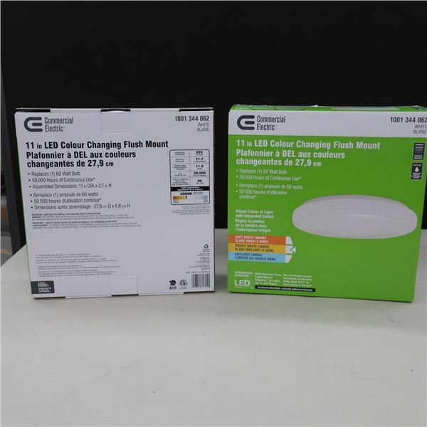 LOT: 2 LED COLOR CHANGING FLUSH MOUNT LIGHT  11"