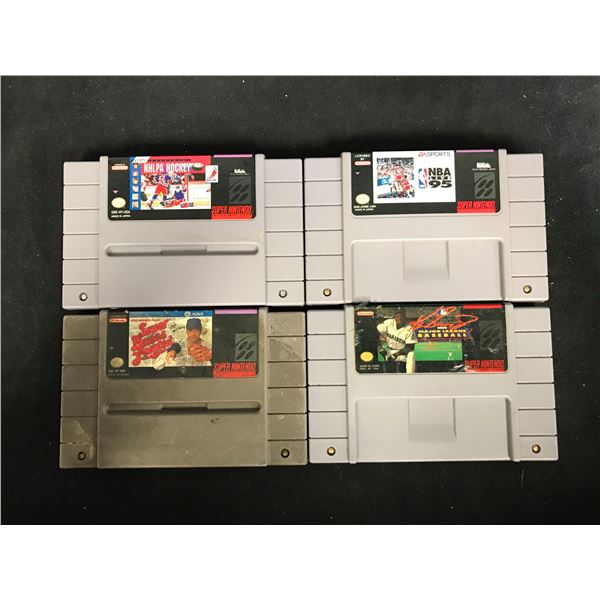 SUPER NINTENDO VIDEO GAME LOT (NHLPA HOCKEY, NBA LIVE 95, SUPER BASES LOADED & KEN GRIFFEY JR MLB)