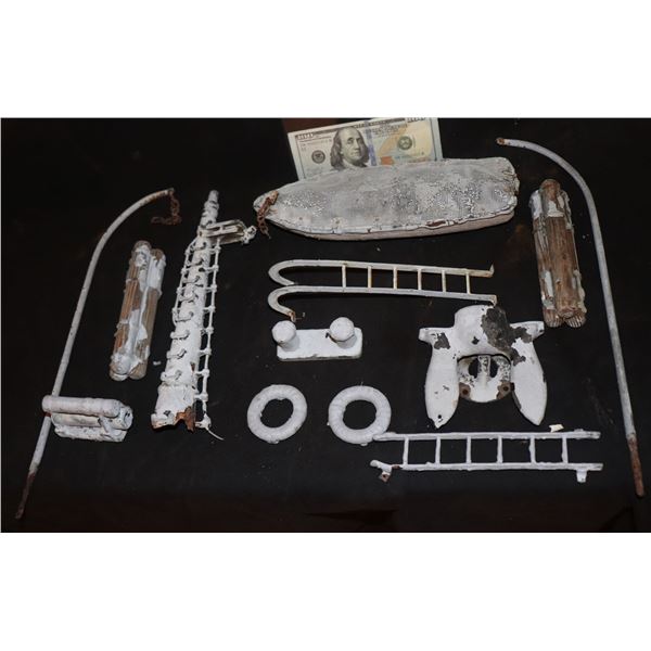 ZZ-CLEARANCE WWII ERA MINIATURE BATTLE SHIP MINIATURES METAL AND WOOD