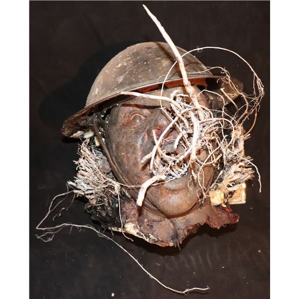 MUSTARD GAS DEAD SOLDIER HEAD WITH HAY GROWING FROM IT