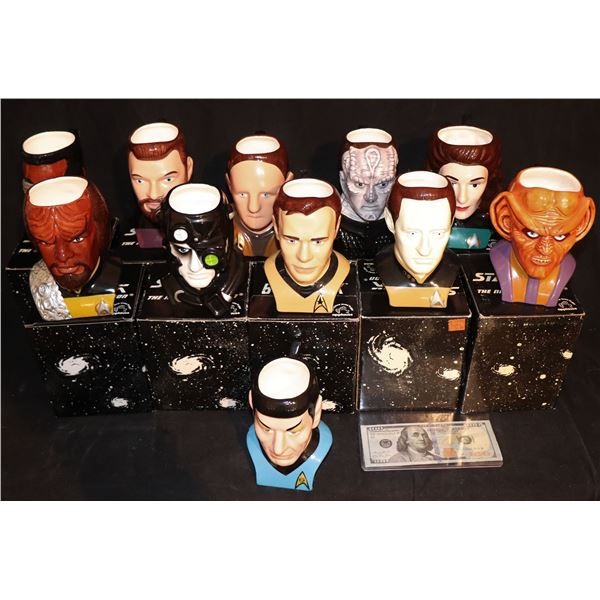 STAR TREK APPLAUSE FIGURAL COFFEE MUG COLLECTION OF 12 IN BOXES