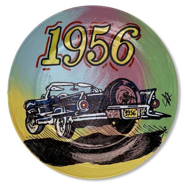 Steve Kaufman (1960-2010) "1956" Hand Painted Plate, Hand Signed with Letter of Authenticity.