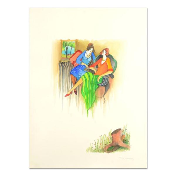 Itzchak Tarkay (1935-2012), Original Mixed Media Watercolor, Hand Signed with Letter of Authenticity