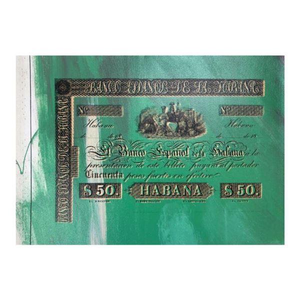 Steve Kaufman (1960-2010) "Banco Espanol de la Habana" Hand Signed and Numbered Limited Edition Hand