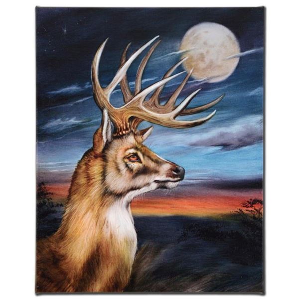 "White Tail Moon" Limited Edition Giclee on Canvas by Martin Katon, Numbered and Hand Signed. This p