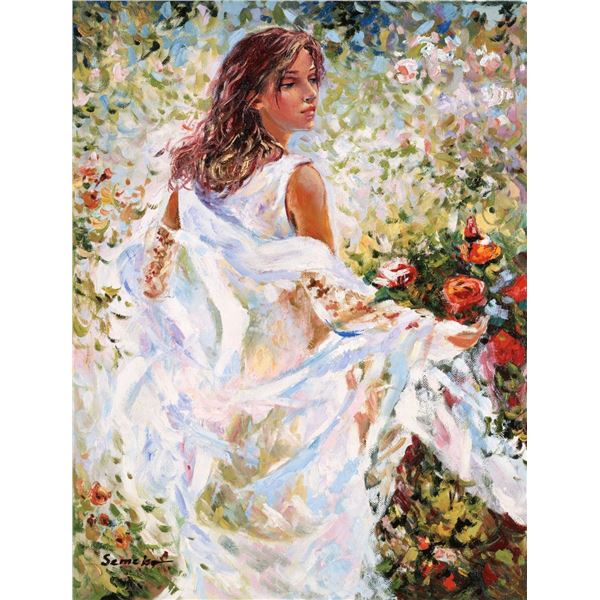 Igor Semeko- Original Giclee on Canvas "Lady in White Dress"