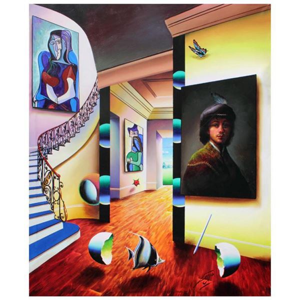 Ferjo, "Rembrandt and Picass" Original Painting on Canvas, Hand Signed with Letter of Authenticity.