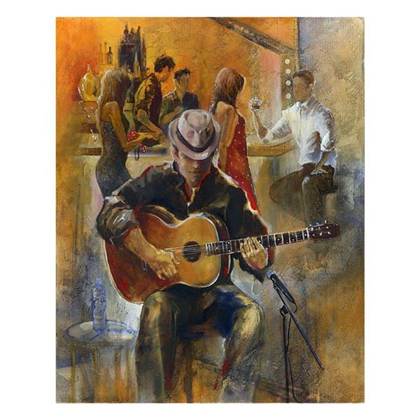 Lena Sotskova, "Lounge Singer" Hand Signed, Artist Embellished Limited Edition Giclee on Canvas with