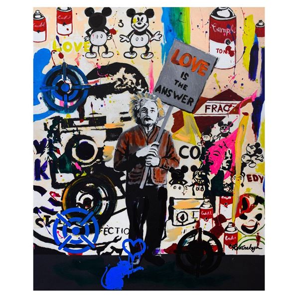 Nastya Rovenskaya- Mixed Media "Einstein's Placard"