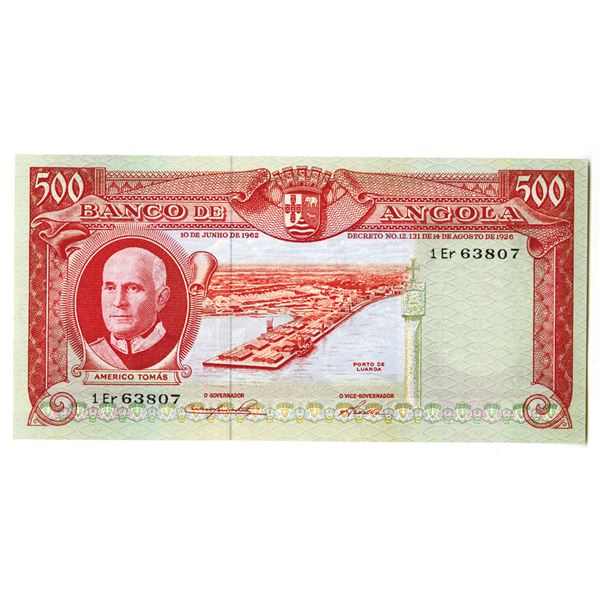 Banco de Angola. 1962 Issue Banknote.