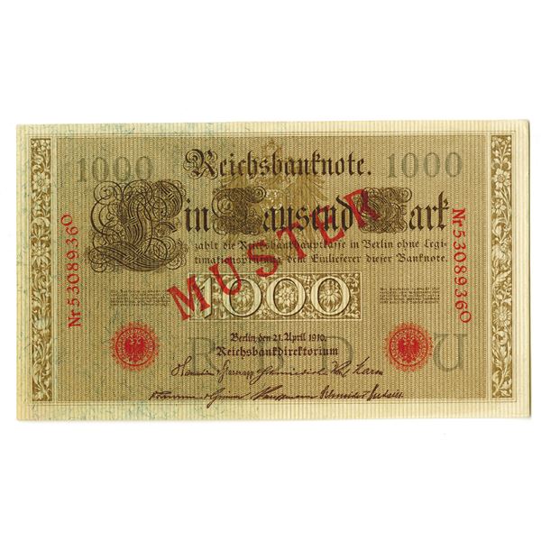 Reichsbankdirektorium. 1910. Specimen Note.