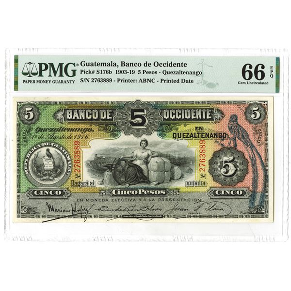 Banco de Occidente. 1916. Issued Note.