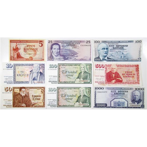 Sedlandsbanki slands. ca. 1957-1994. Lot of 9 Issued Notes.