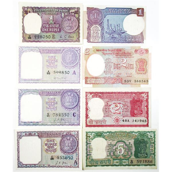 Reserve Bank of India and Government of India. 1957-1996. Lot of 14 Issued Notes.
