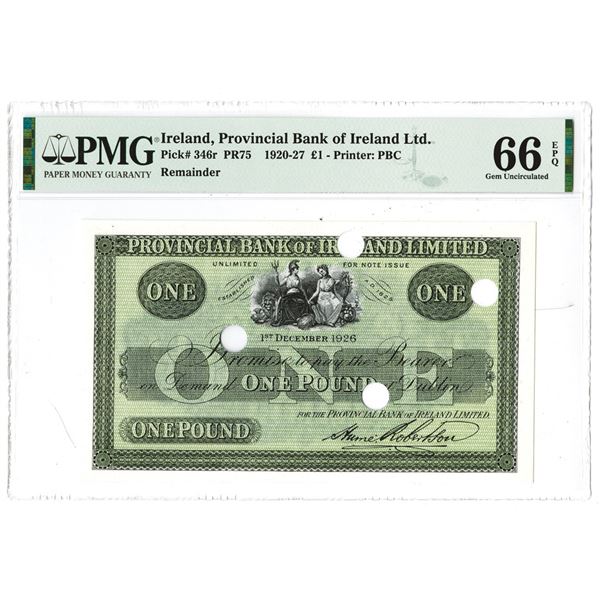 Provincial Bank of Ireland Ltd., 1926, Remainder (Specimen) Banknote