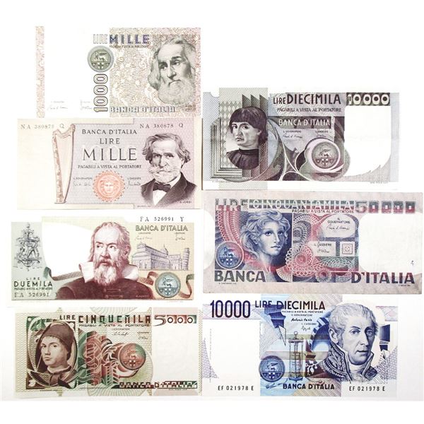 Banca d'Italia. 1969-1984. Lot of 7 Issued Notes.