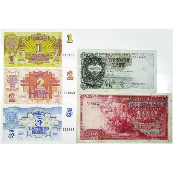 Latvian Banknotes, 1939-1992, Group of Issued Notes