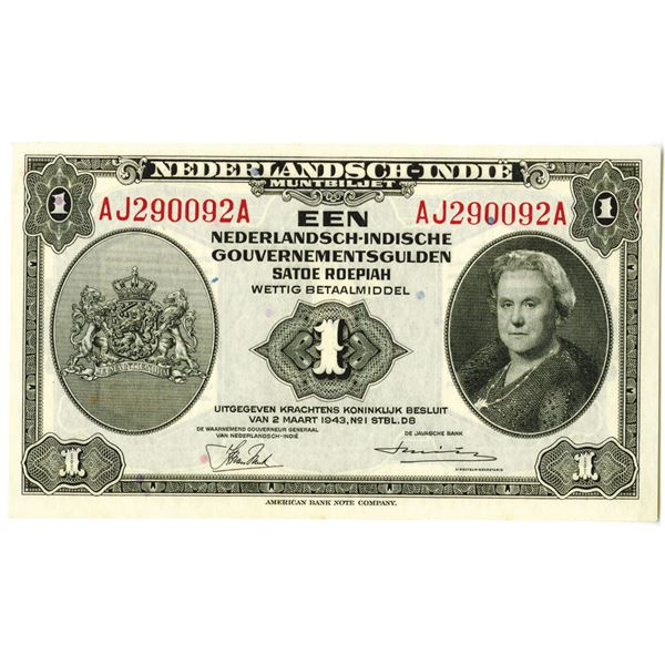 Dutch Government. 1943 Issue Banknote.