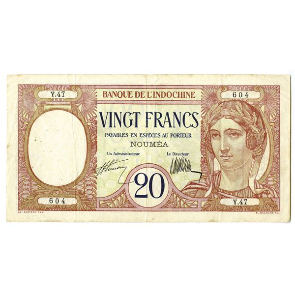 Banque de l'Indochine. ND (ca. 1929). Issued Note.