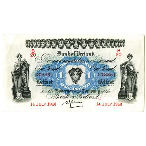 Bank of Ireland. 1943. Issued Note.