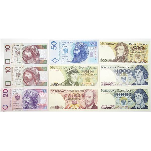 Bank Polski. 1982-1995. Lot of 18 Issued Notes.