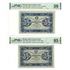 Image 1 : State Currency Note. 1923. Lot of 2 Issued Notes.