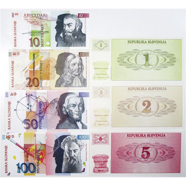 Banka Slovenije. 1990-1992. Lot of 7 Issued Notes.