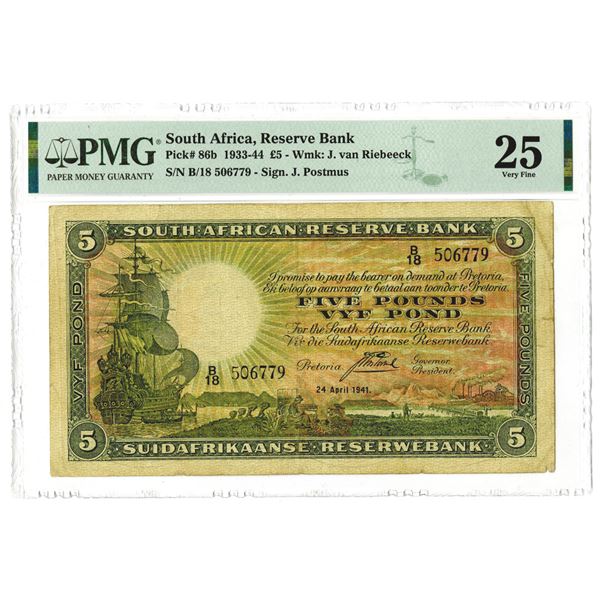 South African Reserve Bank, 1941 Issue Banknote