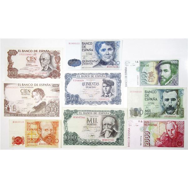 Banco de EspaÐa. 1965-1996. Lot of 9 Issued Notes.